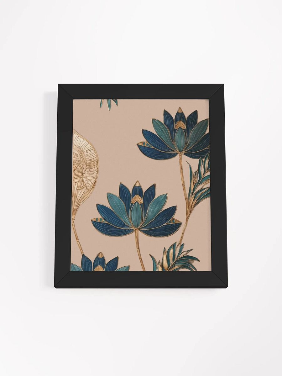 Lotus Serenity – Framed Floral Wall Art in Deep Blue and Gold product image (7)