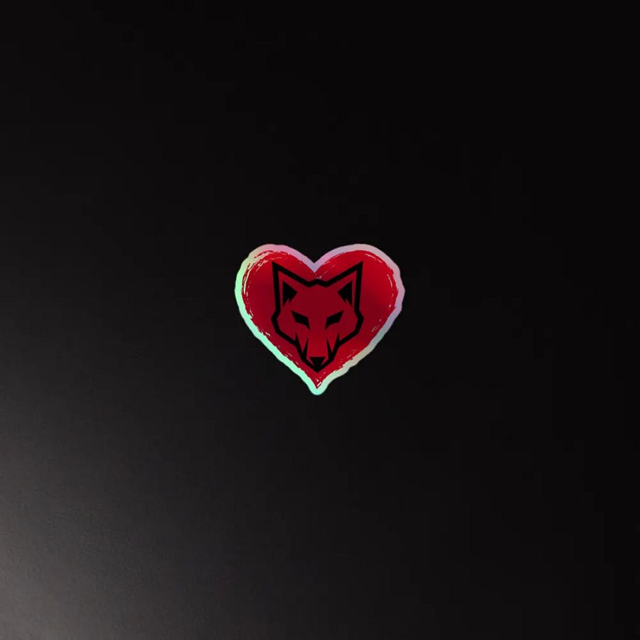Geometric Wolf Heart Holographic Sticker product image (2)