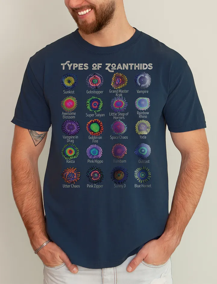 Zoanthid Identification Chart | T-Shirt for Saltwater and Coral Reef Aquarium Hobbyists product image (22)