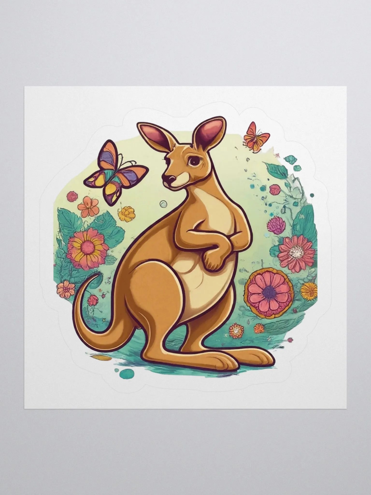 Kangaroo and Butterflies Kiss Cut Stickers product image (3)