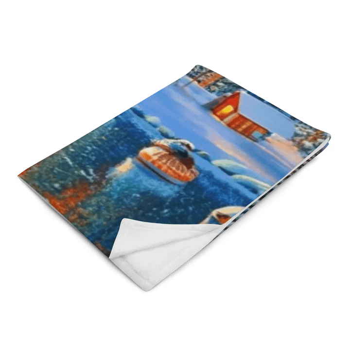 Scenic Snowy Tree-Lined Lake Throw Blanket product image (1)