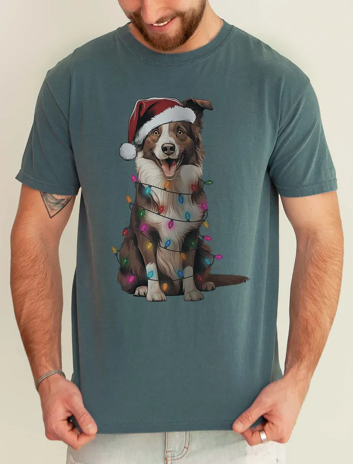 Funny Border Collie(Brown) Christmas T-Shirt for Border Collie Paw-rents product image (1)