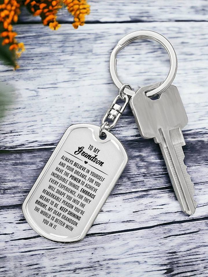 Grandson Dog Tag Keychain - Always Believe In Yourself product image (2)