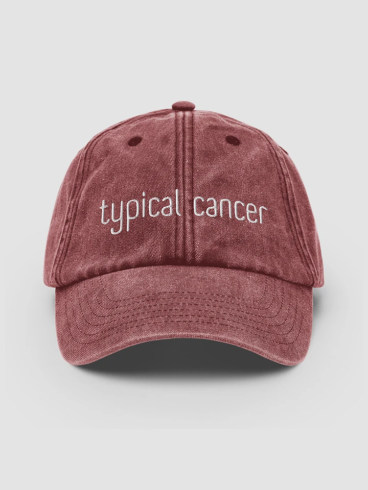 Typical Cancer White on Red Vintage Wash Dad Hat product image (2)