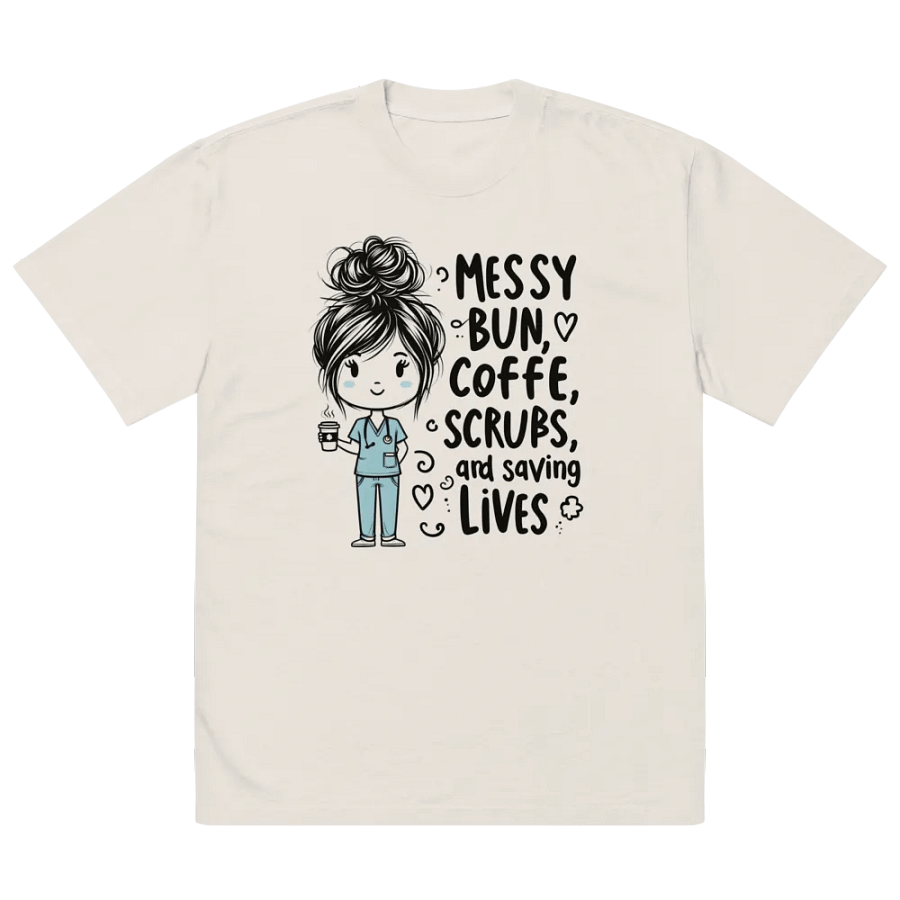 Messy Bun Coffee Scrubs Faded Tee product image (17)