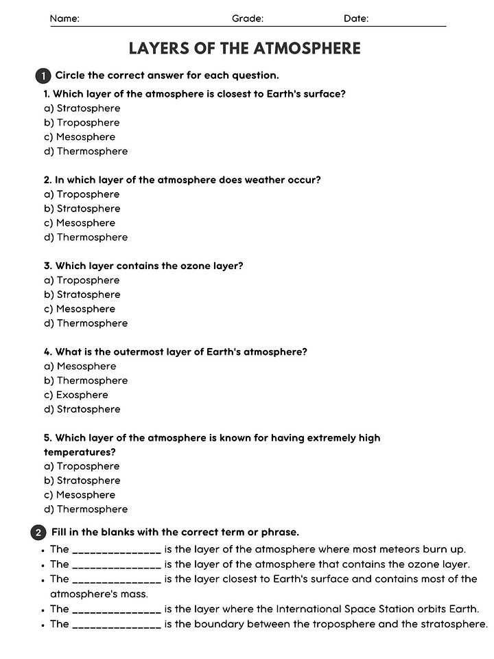 Layers of the Atmosphere Worksheet - Earth Science Activity product image (1)