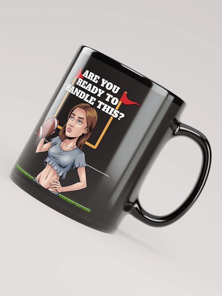 Are You Ready To Handle This? Female Footballer Black Mug product image (1)