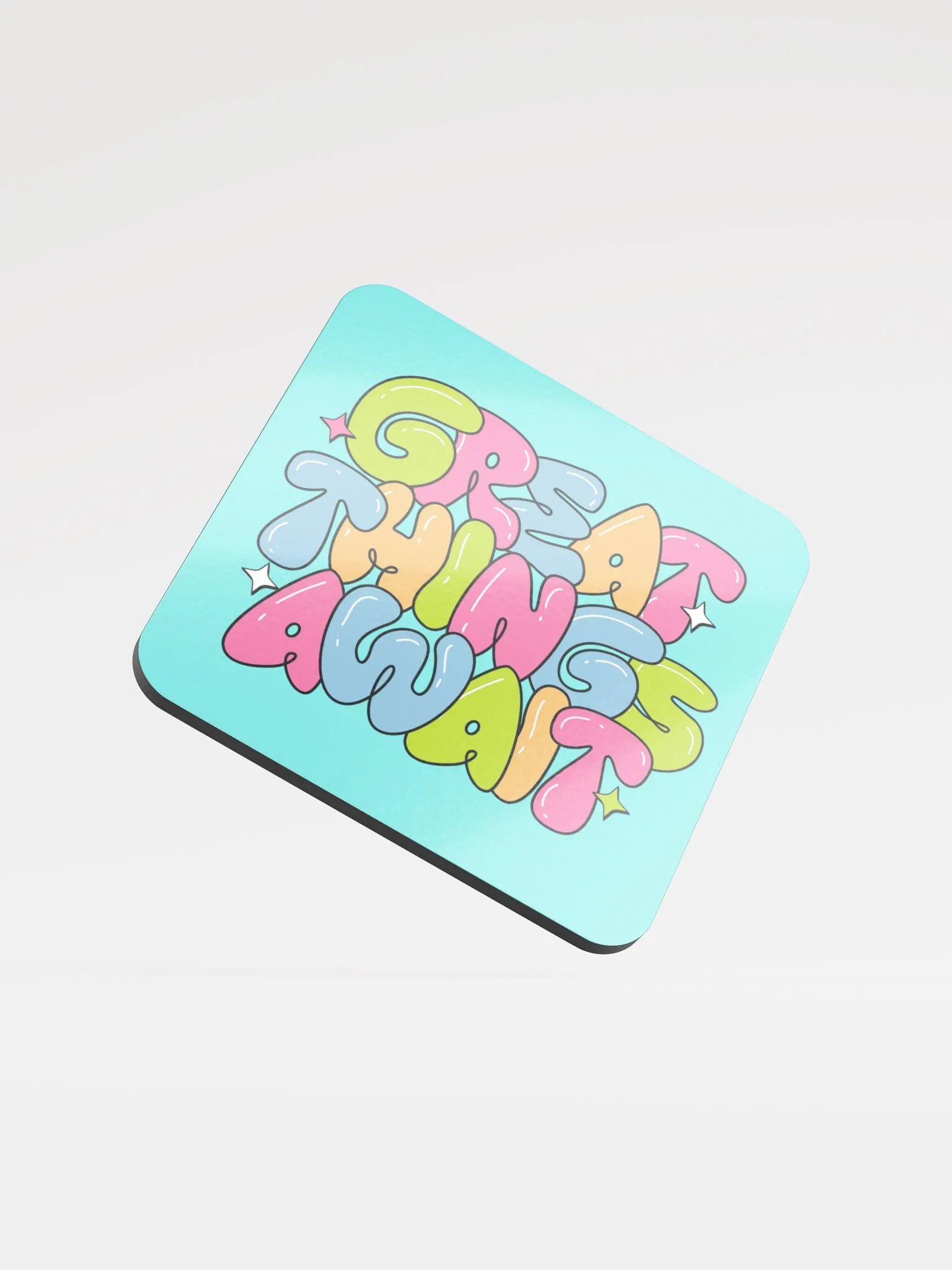 Great things await Glossed Cork Coaster product image (1)