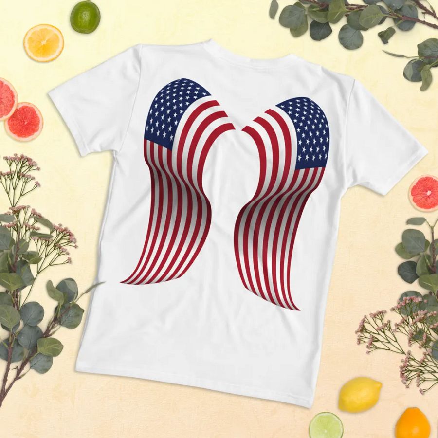 Stars and Stripes Angel Wings Women’s Tee product image (9)