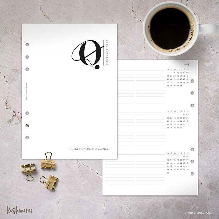 2025 Quarterly, Three Months at a Glance - A5 Printable Planner Insert product image (1)
