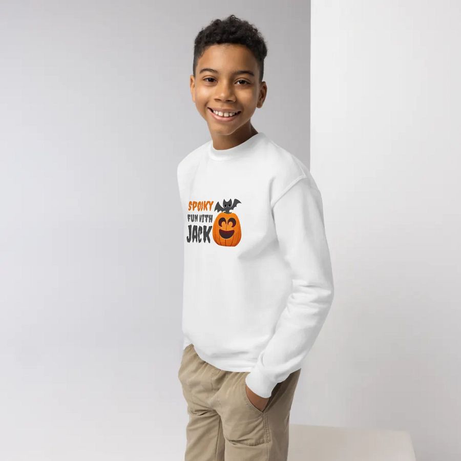 Spooky Fun with Jack Gildan Youth Crew Neck Sweatshirt – Cozy Halloween Kids' Apparel product image (6)