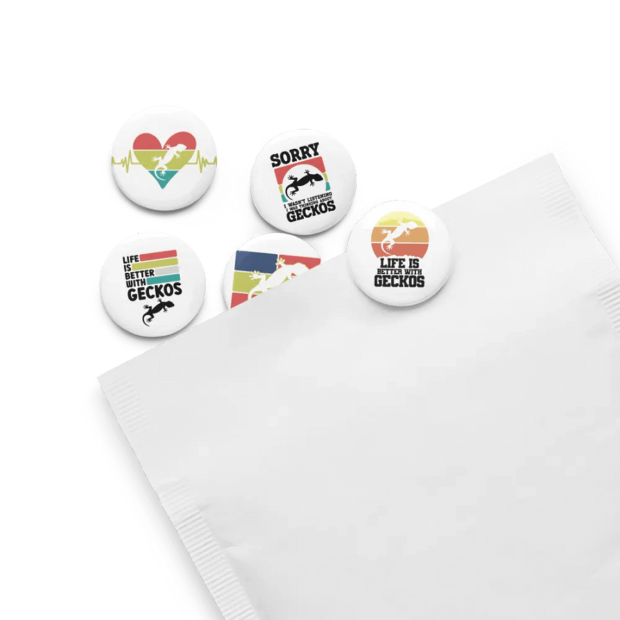 Glossy Color Collection: Pin Button Set with Geckos all over product image (8)