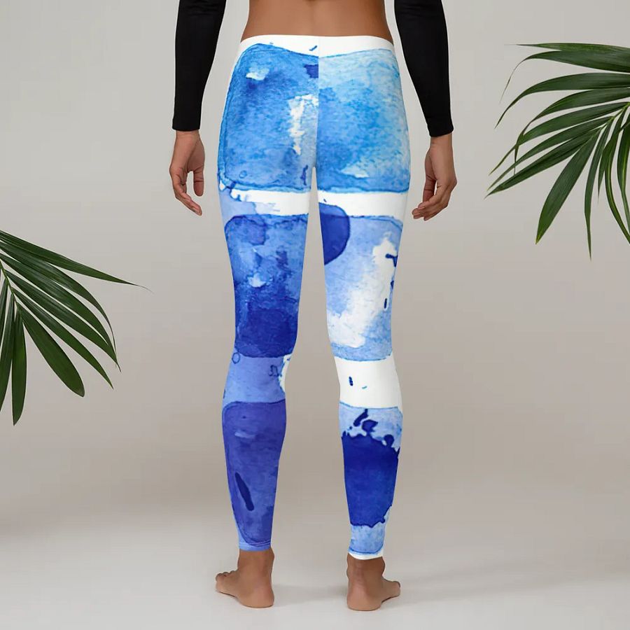 Leggings – Blue Scale Watercolor Print for Artistic & Comfortable Style product image (4)