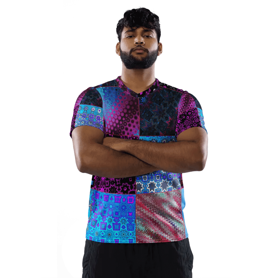 Patchwork Celebration Unisex V Neck Sports Jersey product image (11)