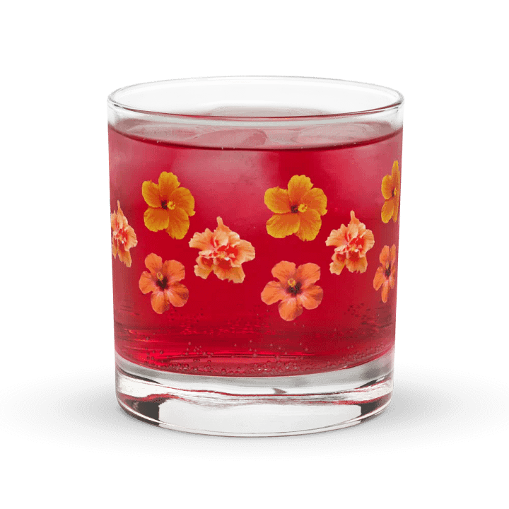 Orange Hibiscus Rocks Glass product image (1)