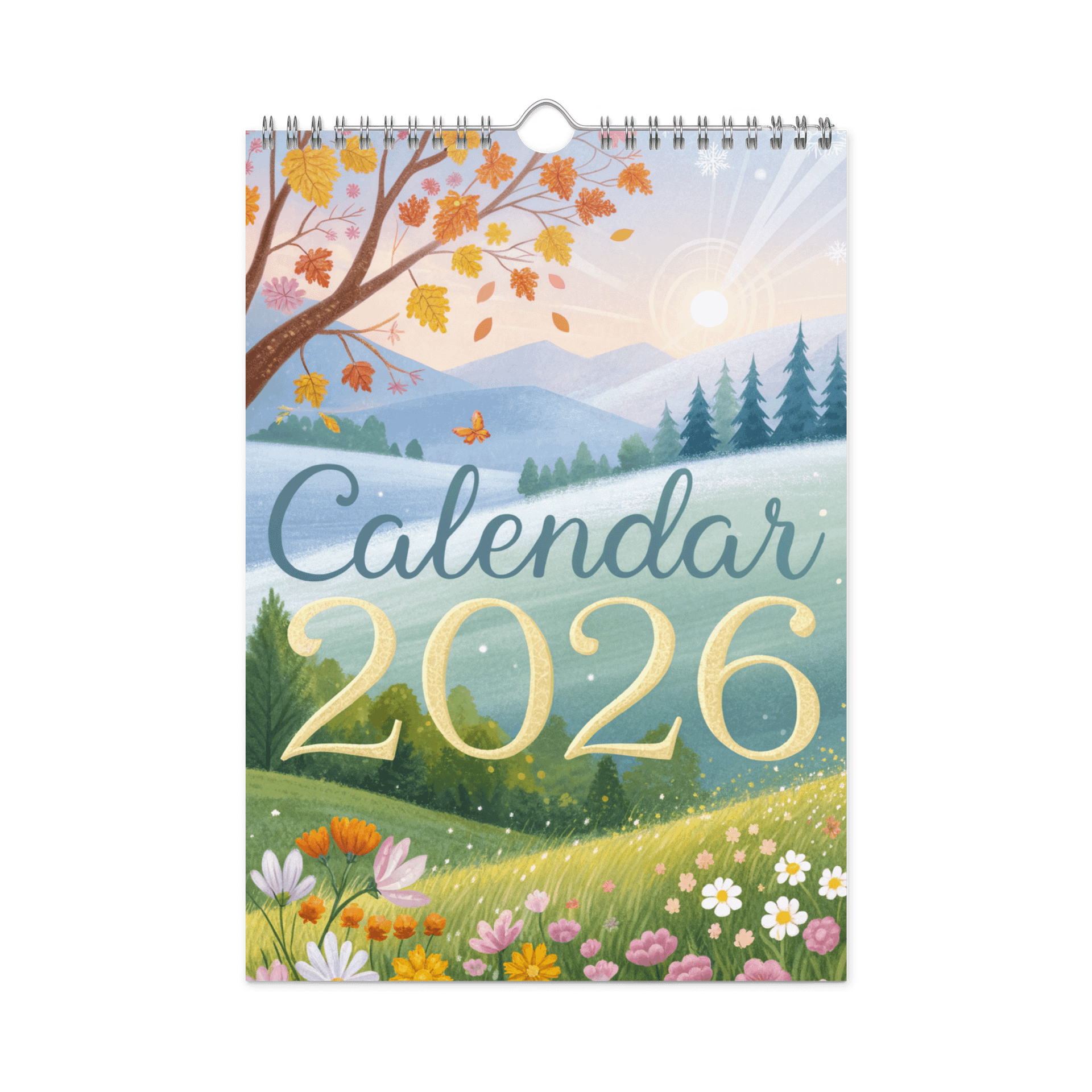 Watercolor Seasonal Scenes Wall Calendar 2026 – A Year of Serene Nature Art in Soft Pastel Watercolors product image (1)