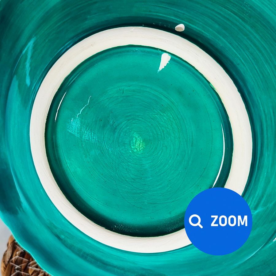 Ceramic turquoise plate, turquoise/green/emerald — handmade pottery product image (6)