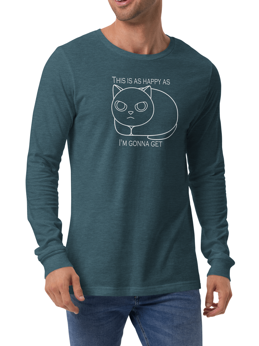 Happy Grumpy Cat Unisex Long Sleeve Tee, White Print product image (4)