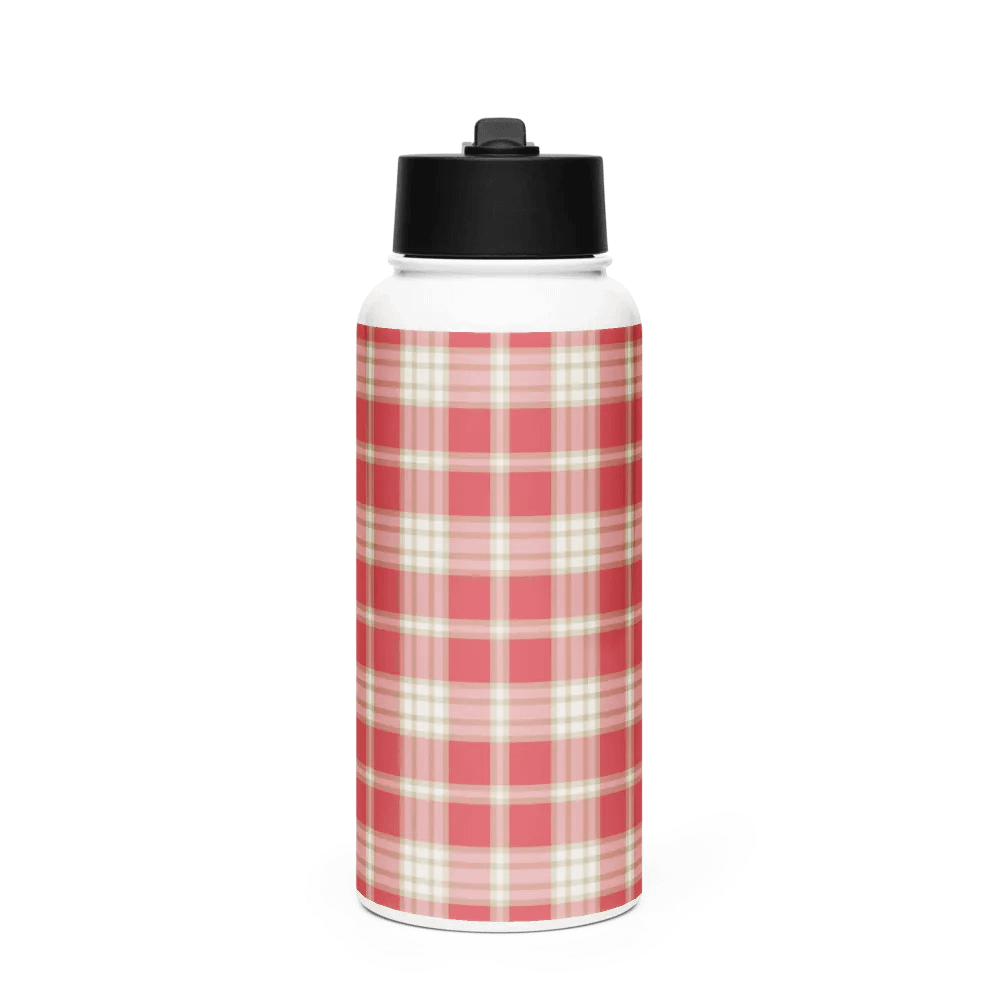 Coral Pink Plaid Water Bottle product image (4)