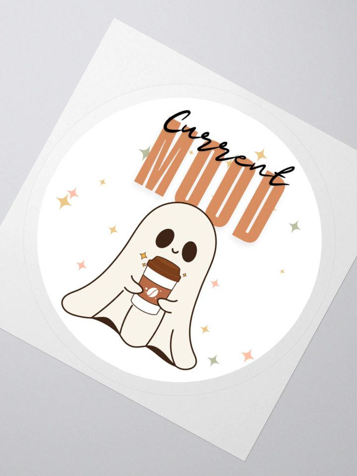 Current Mood // Ghost and Coffee // Circle Sticker product image (2)
