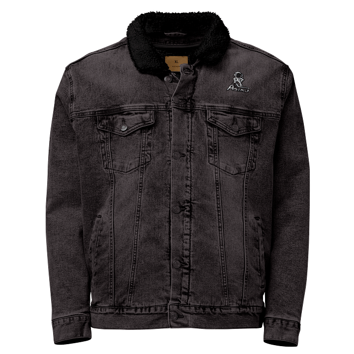 Astro Unisex Sherpa Denim Jacket - Black & Light Denim, Cosmic Design, Heavyweight product image (1)