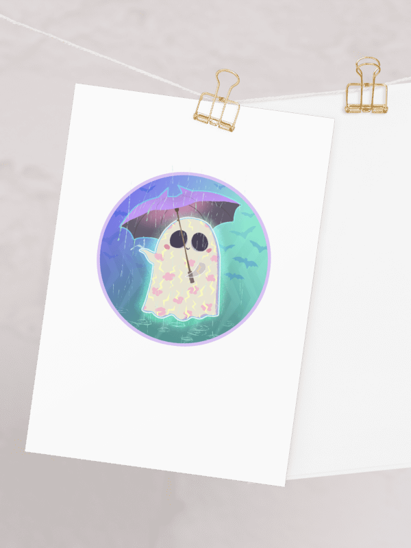 Pastel Little Ghost in the Rain - Greeting Card product image (1)