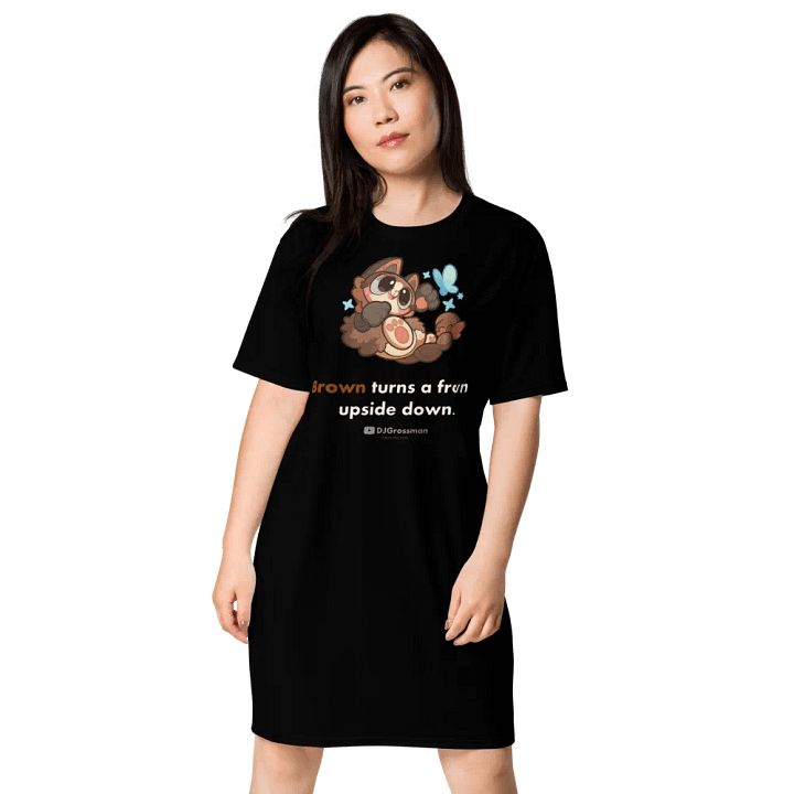 Playing Terra • "Brown turns a frown upside down." • T-shirt Dress (Black) product image (1)