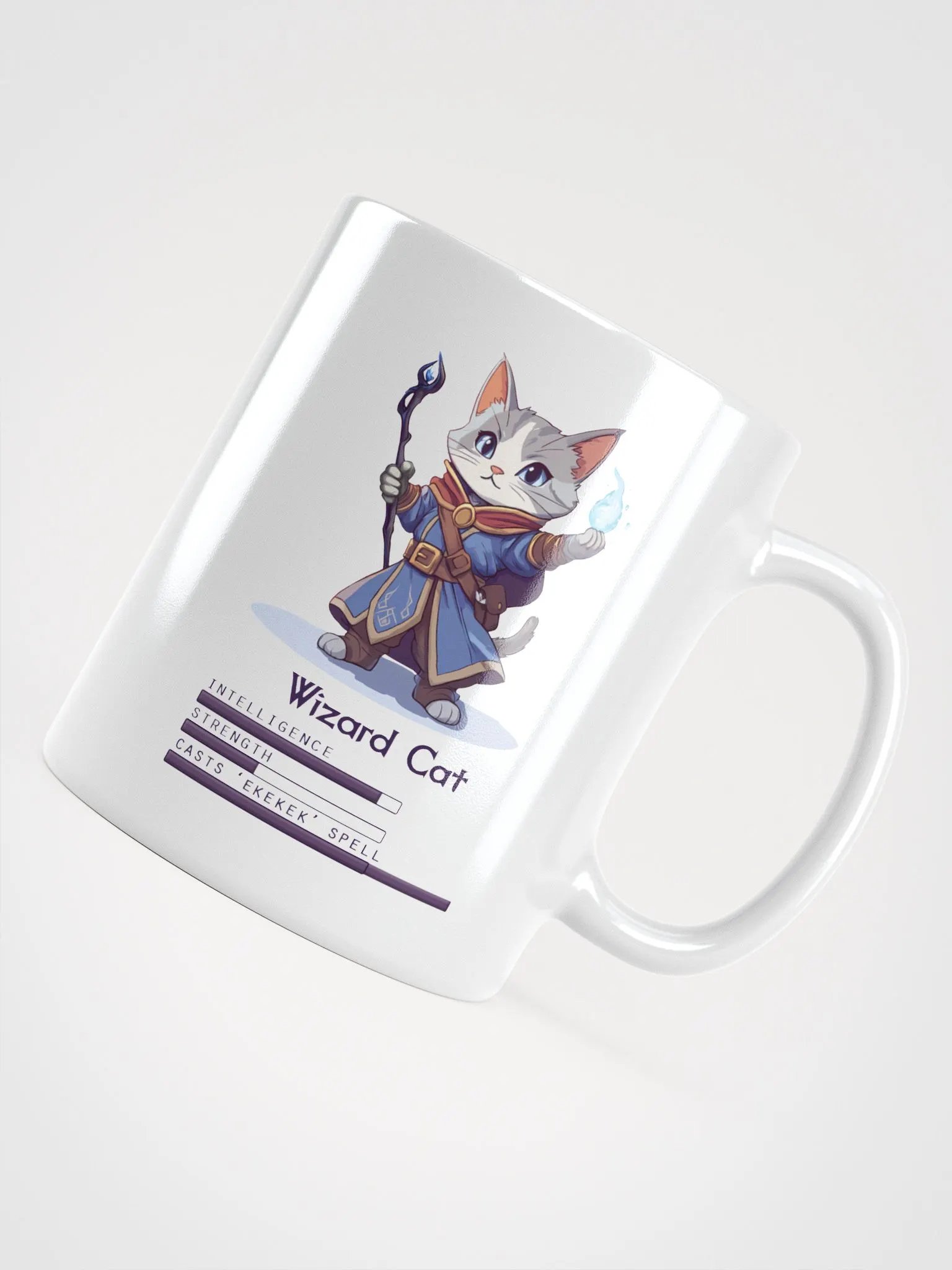 RPG Wizard Cat white ceramic mug 11oz 15oz 20oz for gamers and cat lovers product image (10)