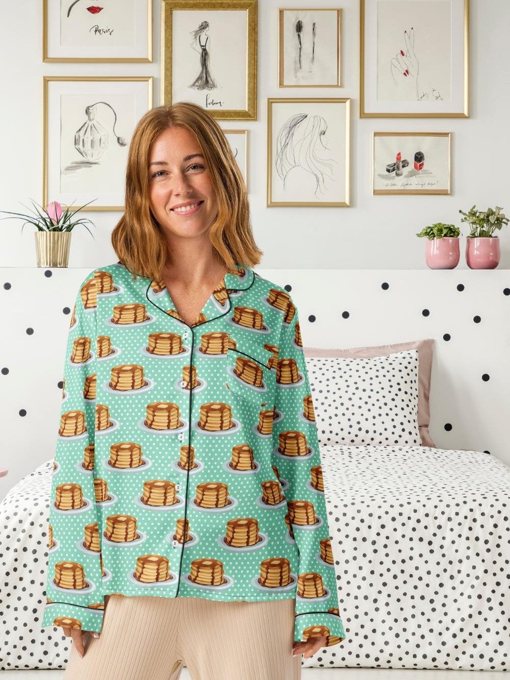Pancakes & Polkadots Pattern Pyjama Shirt product image (1)