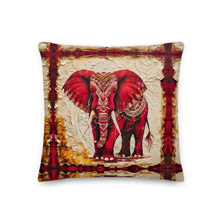 Premium Majestic Crimson Red Elephant Pillow 18x18 product image (2)