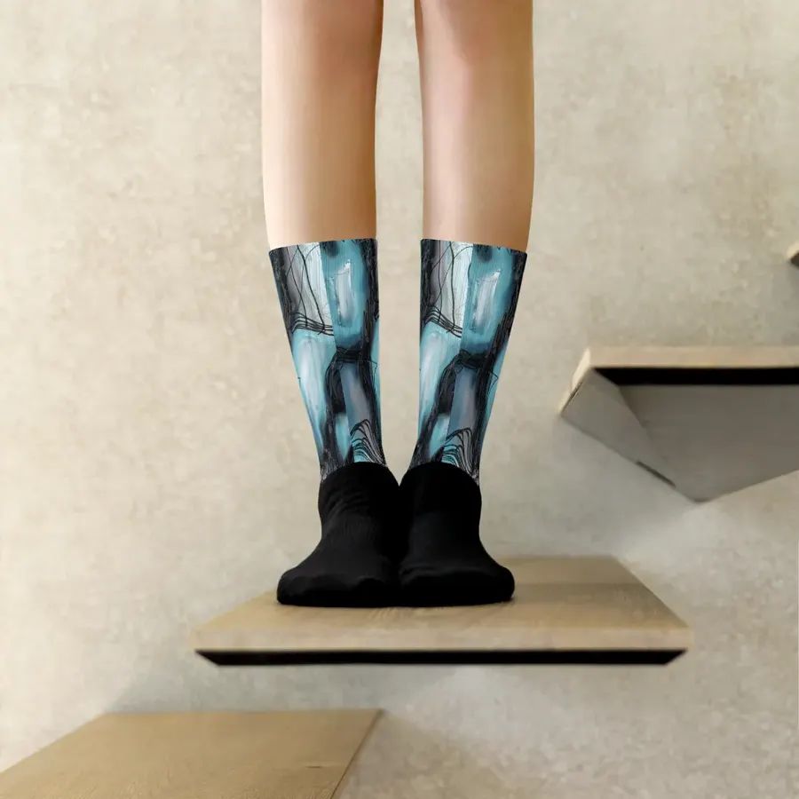 Abstract, art, socks, blue white, gray, black product image (10)