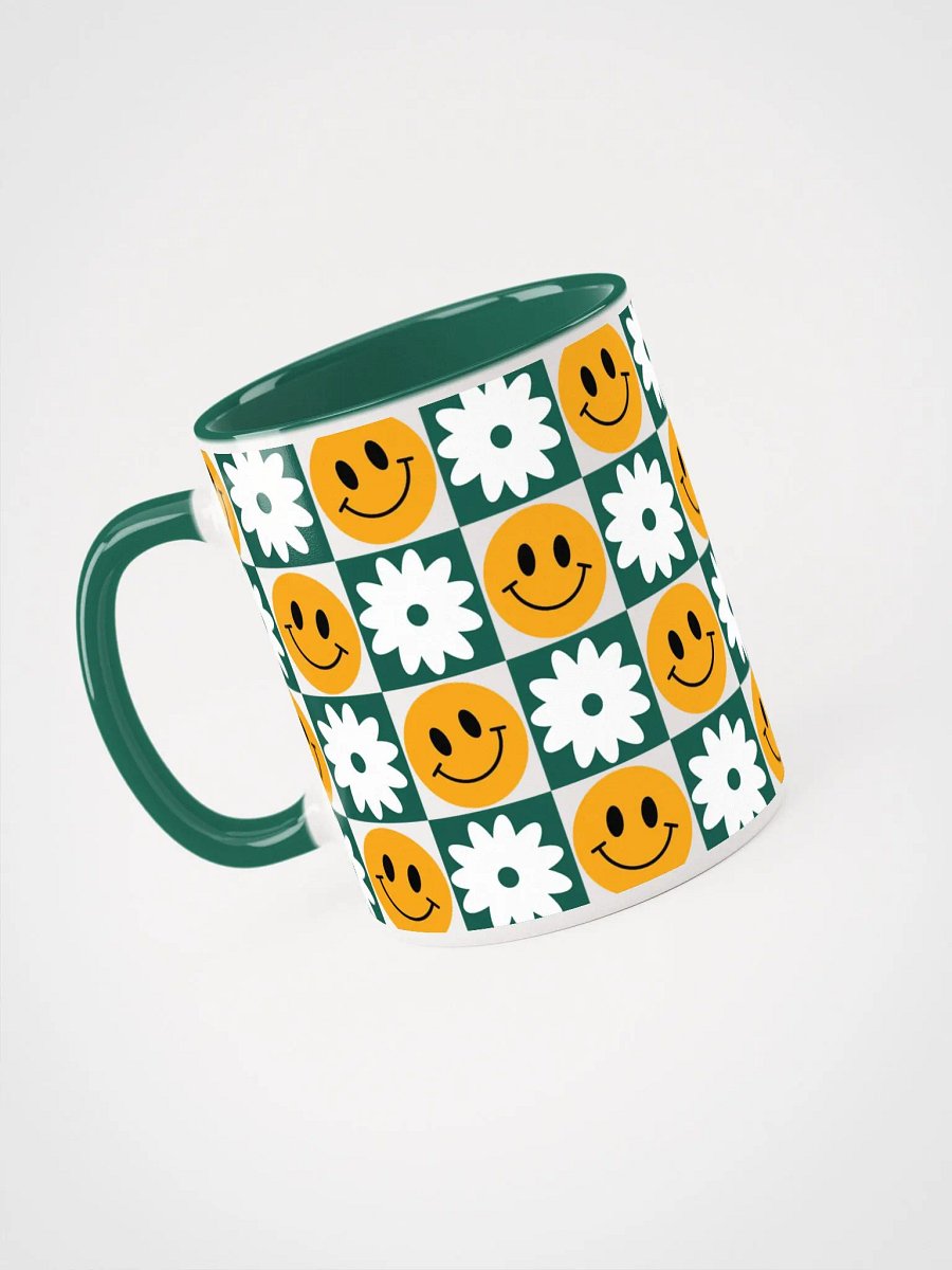 Checkered Smiley & Flowers Mug product image (3)
