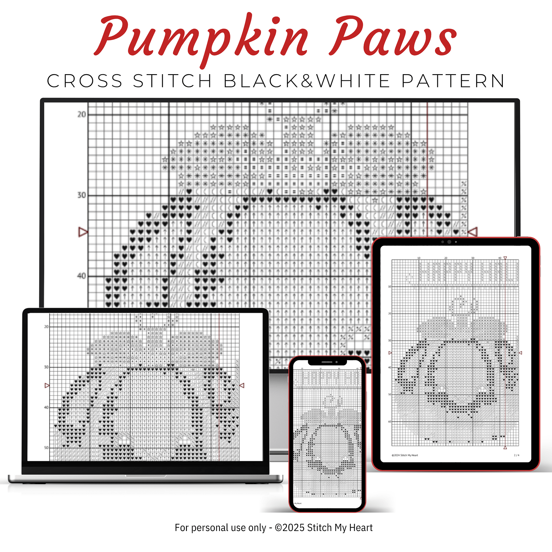Pumpkin & Paws Cross Stitch Pattern product image (4)