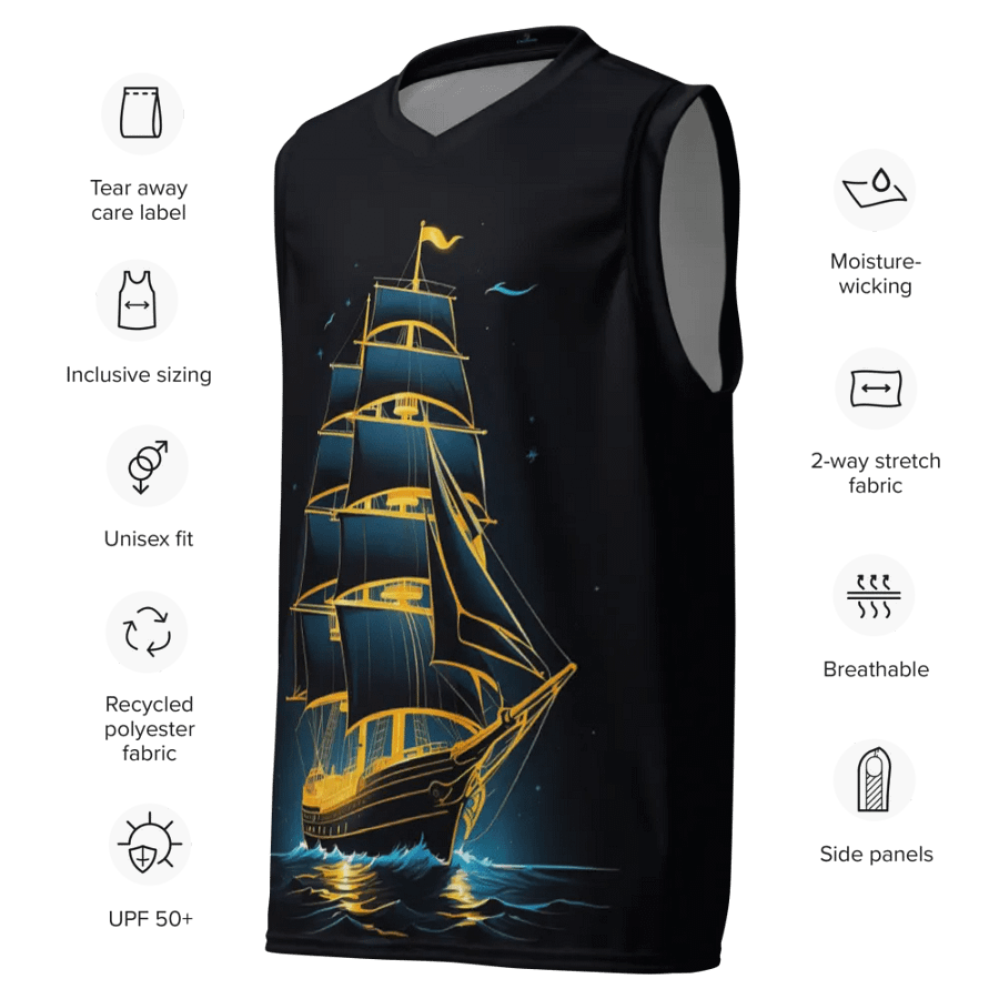 Sailing Ship Night Voyage - Unisex Print Basketball Jersey product image (3)