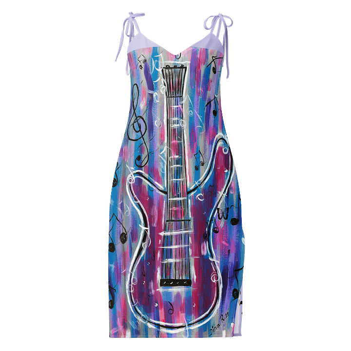 My guitar (art by Dina R.) acrylic painting picture - Slip Dress product image (1)