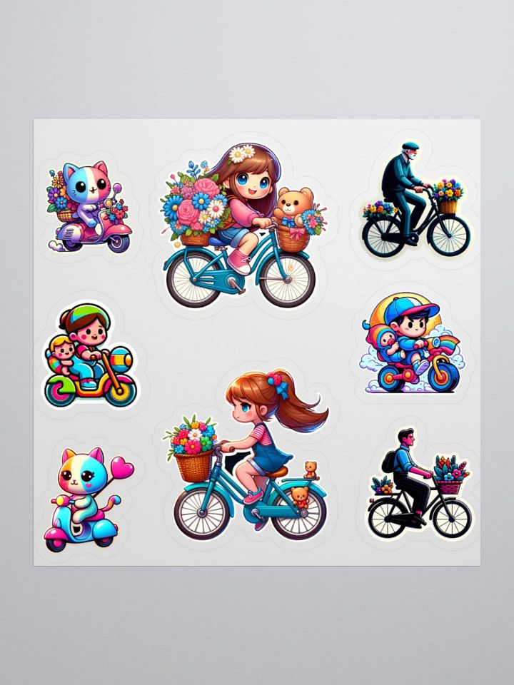Colourful Cycling images-Kiss Cut Stickers product image (1)