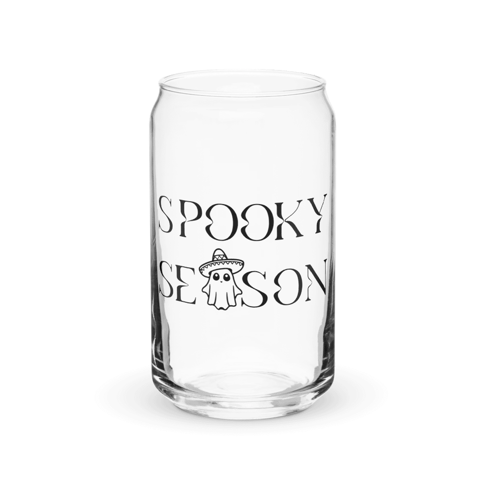 Spooky Season Sombrero Ghost Monochrome 16oz Can-Shaped Drinking Glass product image (1)