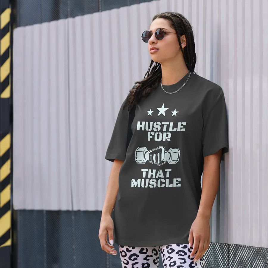 Hustle for that muscle oversized fit t-shirt product image (10)