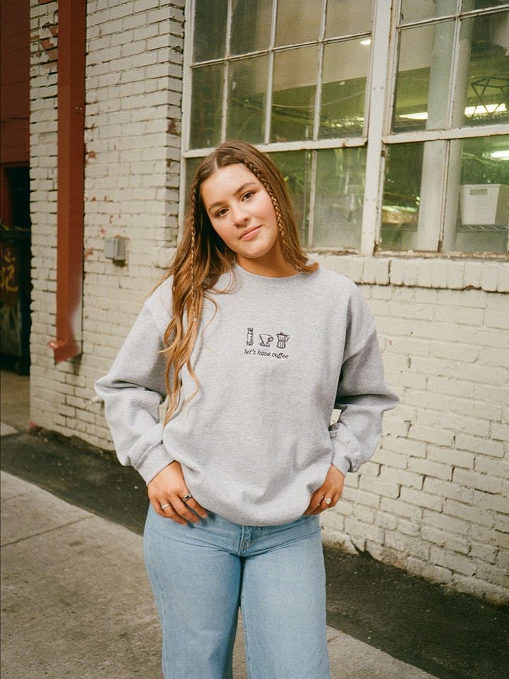 LETS HAVE COFFEE SWEATER (GREY + BLACK) product image (1)