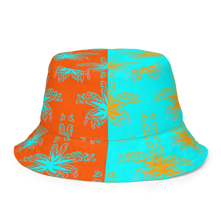 Stoner Circus Cannabis Summertime Reversible Bucket Hat, Pink Green Orange Blue Weed Reefer Rave Accessory, 420 Pot Leaf Festival Fashion product image (6)
