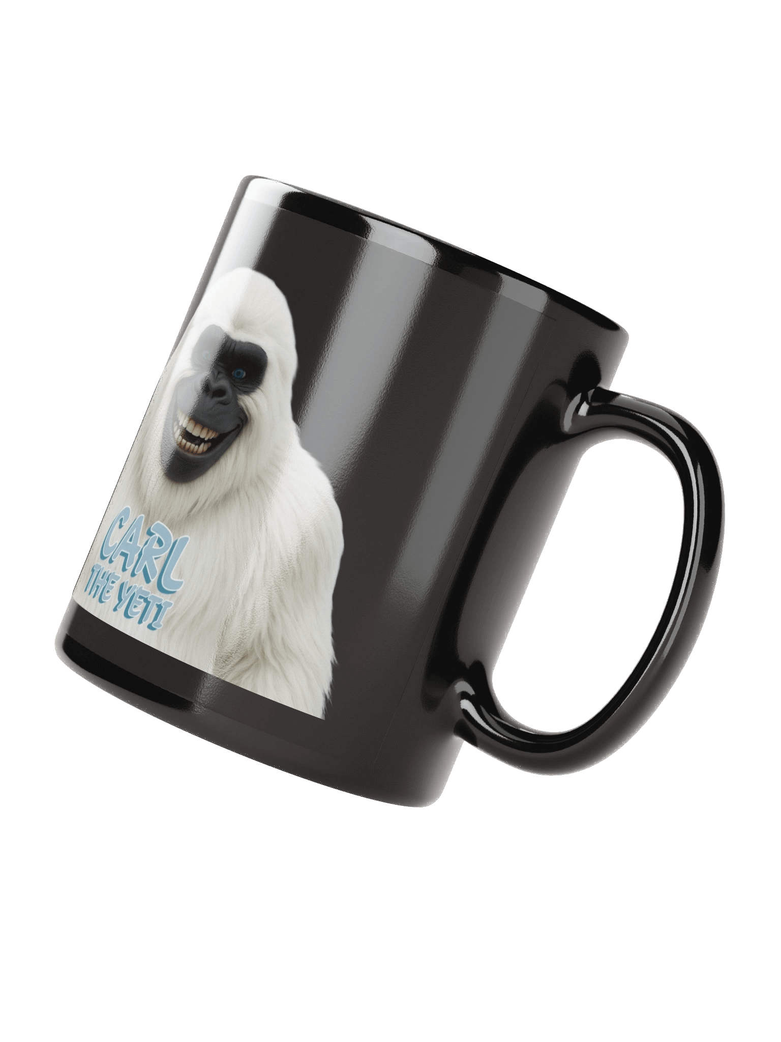 Carl the Yeti Black Glossy Mug product image (3)