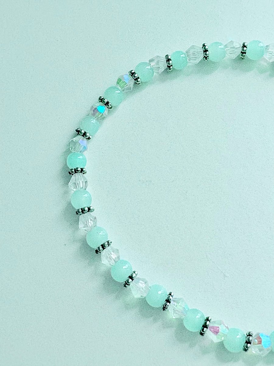 Handmade 8" Turquoise & Metallic Bead Stretch Bracelet | Coastal Charm Jewelry by Monique Faella Designs™ | MFD-00170 product image (4)
