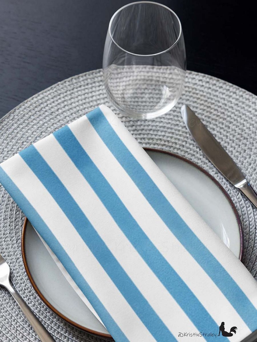 Blue Gingham Set on White Cloth Napkins Set of 4 product image (12)
