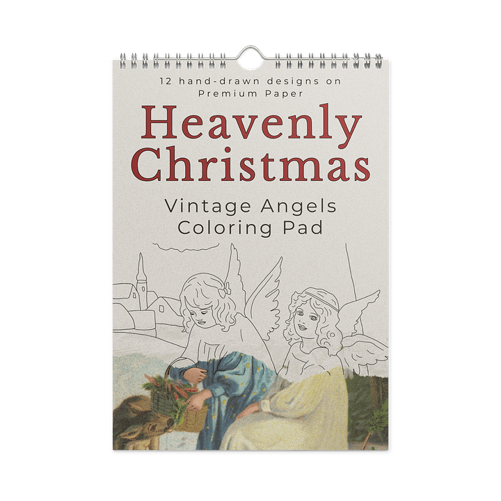 Heavenly Christmas Coloring Pad — 12 Hand-Drawn Vintage Angel Designs on Premium Paper product image (1)