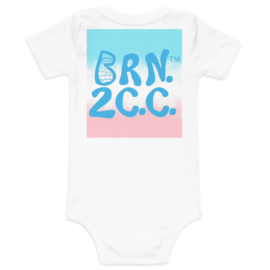 BOURNE to Cape Cod™ | Baby One-Piece with Snaps | BRN.2C.C.™ Logo Back | Ultra-Soft Cotton Bodysuit for Coastal Cuties | Deep Sky Blue Logos on Patriotic Pastels product image (14)