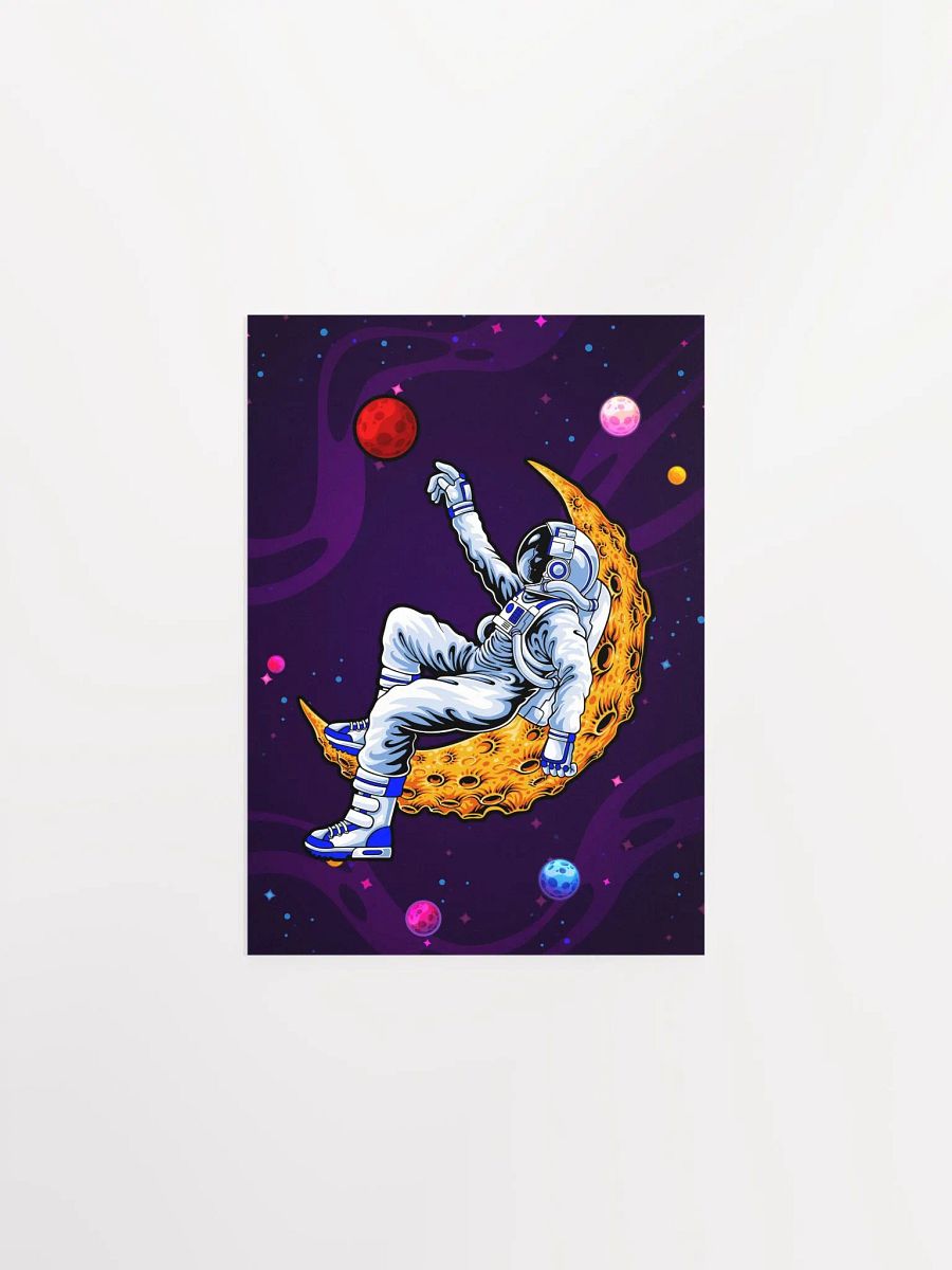 Astronaut and Moon dreaming about Mars — space poster, synthwave space, neon space, aesthetic poster product image (6)