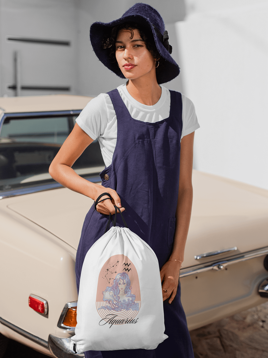 Reach for the Stars: Adorable Horoscope Drawstring Bag - Aquarius product image (1)
