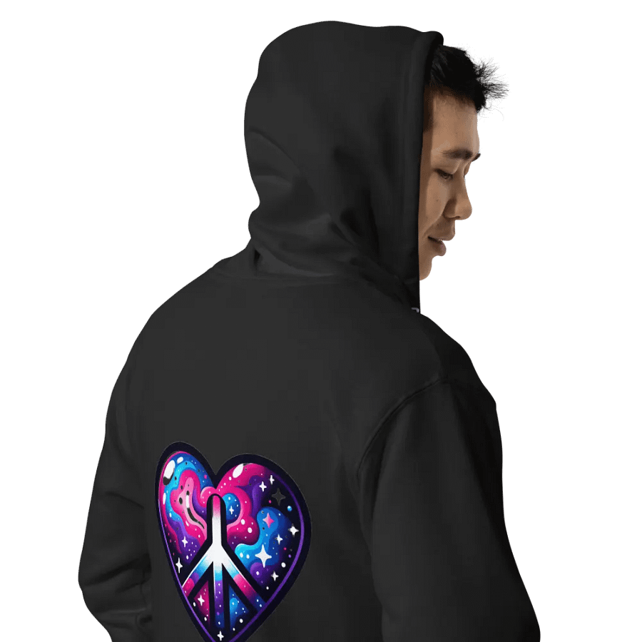 Embroidered Front Peace-Heart Zip Hoodie with Large Back Image of Galaxy Peace-Heart product image (7)
