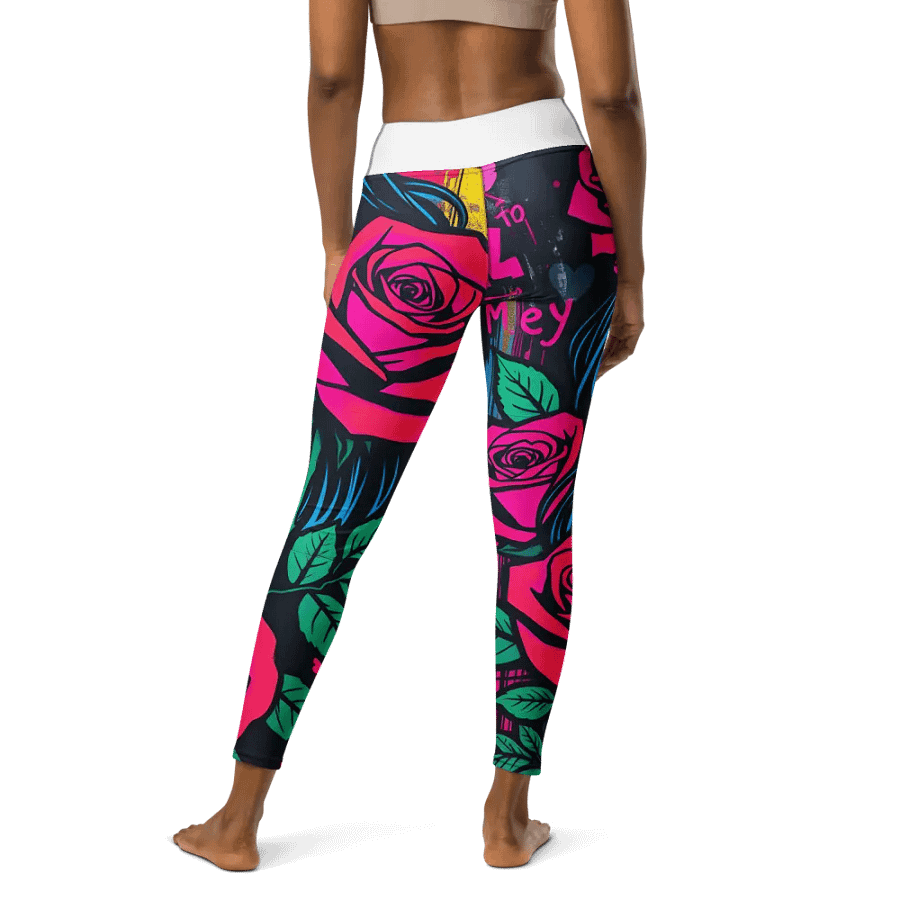 Neon Rose Street Art Yoga Leggings product image (2)