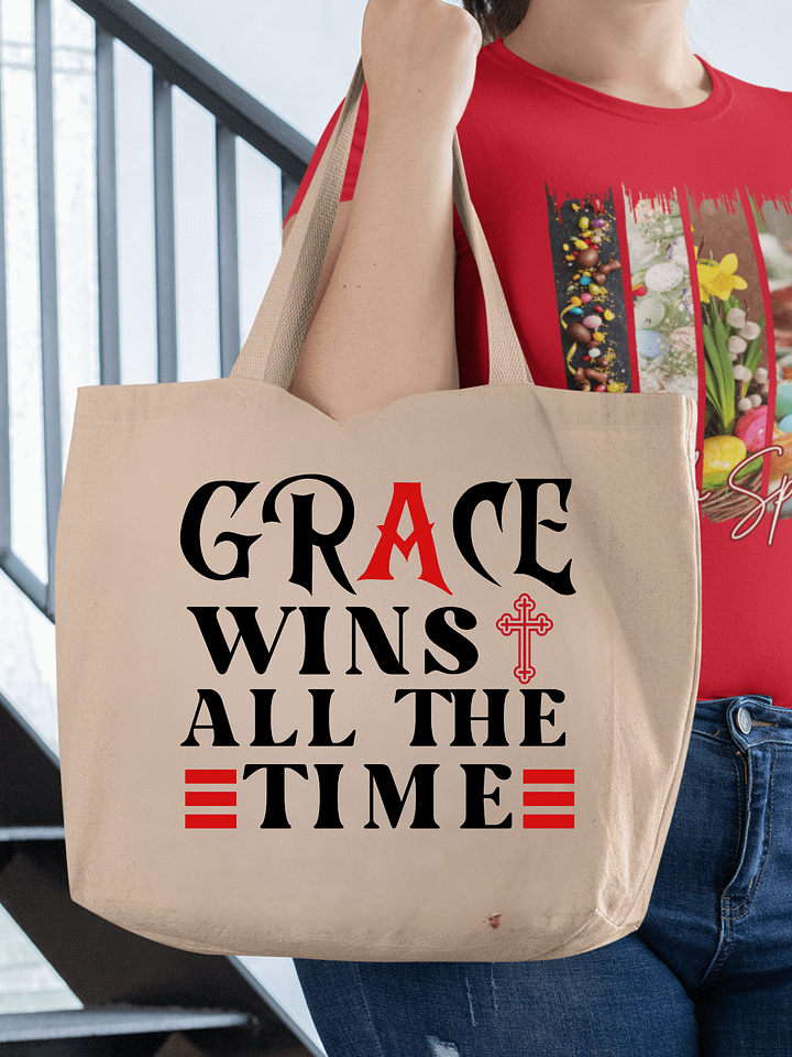 Grace Wins All The Time, Christian Faith Organic Tote bag product image (1)